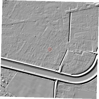 Shaded relief map of the ground around PE112RY, computed from Environment Agency LiDAR. The ground here sits at about 3 m above sea level and falls 6 m across the surrounding 800 m. Surface water reaching this point runs off ground lying to the south-south-east, 5.8 m higher.