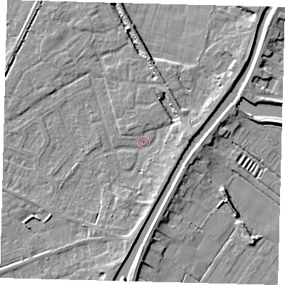 Shaded relief map of the ground around PE112SJ, computed from Environment Agency LiDAR. The ground here sits at about 3 m above sea level and falls 6 m across the surrounding 800 m. Surface water reaching this point runs off ground lying to the east, 4.4 m higher.