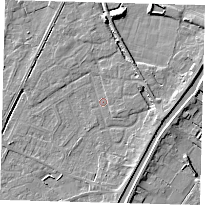 Shaded relief map of the ground around PE112SP, computed from Environment Agency LiDAR. The ground here sits at about 3 m above sea level and falls 9 m across the surrounding 800 m. Surface water reaching this point runs off ground lying to the north, 7.0 m higher.