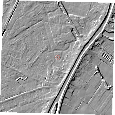 Shaded relief map of the ground around PE112SW, computed from Environment Agency LiDAR. The ground here sits at about 3 m above sea level and falls 6 m across the surrounding 800 m. Surface water reaching this point runs off ground lying to the east-north-east, 4.4 m higher.