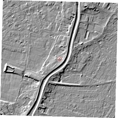Shaded relief map of the ground around PE112TE, computed from Environment Agency LiDAR. The ground here sits at about 5 m above sea level and falls 5 m across the surrounding 800 m. Surface water reaching this point runs off ground lying to the east-south-east, 1.8 m higher.