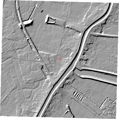 Shaded relief map of the ground around PE112TJ, computed from Environment Agency LiDAR. The ground here sits at about 3 m above sea level and falls 9 m across the surrounding 800 m. Surface water reaching this point runs off ground lying to the south-south-west, 3.3 m higher.