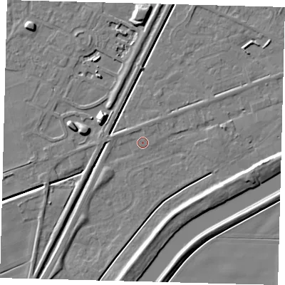Shaded relief map of the ground around PE112UD, computed from Environment Agency LiDAR. The ground here sits at about 3 m above sea level and falls 11 m across the surrounding 800 m. Surface water reaching this point runs off ground lying to the north-west, 0.7 m higher.
