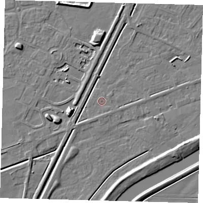 Shaded relief map of the ground around PE112UG, computed from Environment Agency LiDAR. The ground here sits at about 3 m above sea level and falls 11 m across the surrounding 800 m. Surface water reaching this point runs off ground lying to the south, 0.9 m higher.