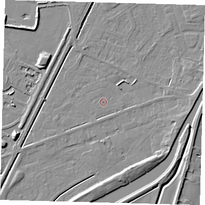 Shaded relief map of the ground around PE112UH, computed from Environment Agency LiDAR. The ground here sits at about 3 m above sea level and falls 11 m across the surrounding 800 m. Surface water reaching this point runs off ground lying to the west-south-west, 0.9 m higher.