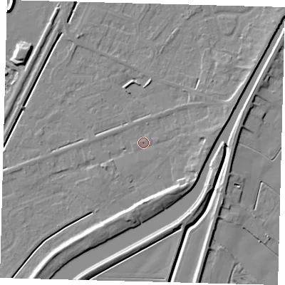 Shaded relief map of the ground around PE112UL, computed from Environment Agency LiDAR. The ground here sits at about 3 m above sea level and falls 7 m across the surrounding 800 m. Surface water reaching this point runs off ground lying to the east-north-east, 3.0 m higher.