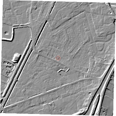 Shaded relief map of the ground around PE112UN, computed from Environment Agency LiDAR. The ground here sits at about 3 m above sea level and falls 11 m across the surrounding 800 m. Surface water reaching this point runs off ground lying to the west-south-west, 1.2 m higher.