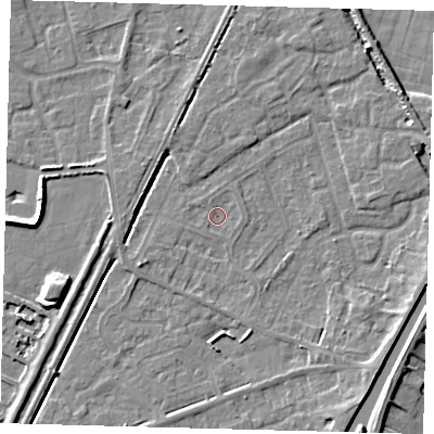 Shaded relief map of the ground around PE112UX, computed from Environment Agency LiDAR. The ground here sits at about 3 m above sea level and falls 6 m across the surrounding 800 m. Surface water reaching this point runs off ground lying to the west-south-west, 2.2 m higher.