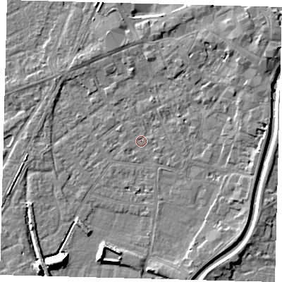 Shaded relief map of the ground around PE112XT, computed from Environment Agency LiDAR. The ground here sits at about 3 m above sea level and falls 9 m across the surrounding 800 m. Surface water reaching this point runs off ground lying to the west-north-west, 0.5 m higher.