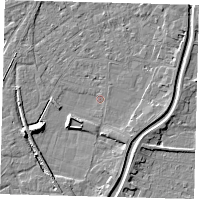 Shaded relief map of the ground around PE112YP, computed from Environment Agency LiDAR. The ground here sits at about 3 m above sea level and falls 9 m across the surrounding 800 m. Surface water reaching this point runs off ground lying to the south-west, 4.6 m higher.