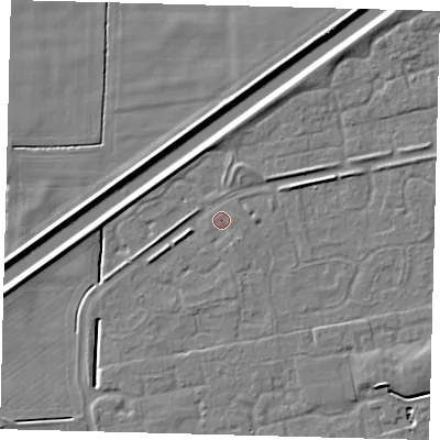 Shaded relief map of the ground around PE113AH, computed from Environment Agency LiDAR. The ground here sits at about 3 m above sea level and falls 5 m across the surrounding 800 m. Surface water reaching this point runs off ground lying to the north-north-east, 2.4 m higher.