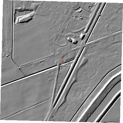 Shaded relief map of the ground around PE113AP, computed from Environment Agency LiDAR. The ground here sits at about 3 m above sea level and falls 11 m across the surrounding 800 m. Surface water reaching this point runs off ground lying to the north-east, 3.5 m higher.