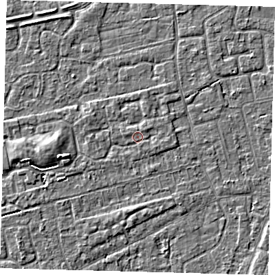 Shaded relief map of the ground around PE113BF, computed from Environment Agency LiDAR. The ground here sits at about 4 m above sea level and falls 4 m across the surrounding 800 m. Surface water reaching this point runs off ground lying to the east-south-east, 0.8 m higher.