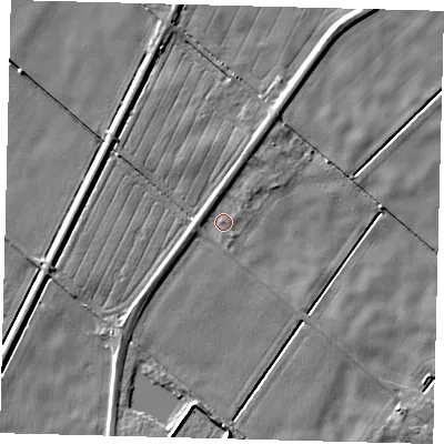 Shaded relief map of the ground around PE113BN, computed from Environment Agency LiDAR. The ground here sits at about 2 m above sea level and falls 5 m across the surrounding 800 m. Surface water reaching this point runs off ground lying to the north-north-east, 2.0 m higher.