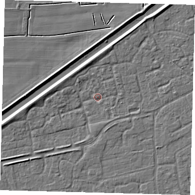 Shaded relief map of the ground around PE113BQ, computed from Environment Agency LiDAR. The ground here sits at about 3 m above sea level and falls 4 m across the surrounding 800 m. Surface water reaching this point runs off ground lying to the north-north-west, 2.5 m higher.