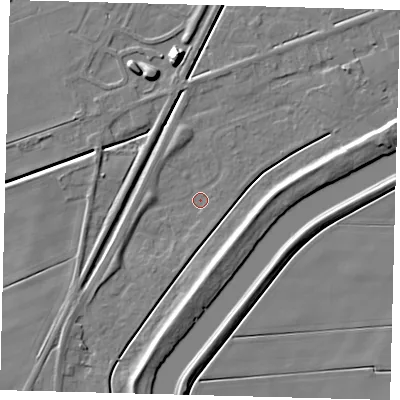 Shaded relief map of the ground around PE113BT, computed from Environment Agency LiDAR. The ground here sits at about 2 m above sea level and falls 11 m across the surrounding 800 m. Surface water reaching this point runs off ground lying to the north-north-west, 3.5 m higher.