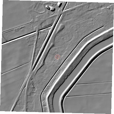 Shaded relief map of the ground around PE113BZ, computed from Environment Agency LiDAR. The ground here sits at about 2 m above sea level and falls 11 m across the surrounding 800 m. Surface water reaching this point runs off ground lying to the north, 3.5 m higher.
