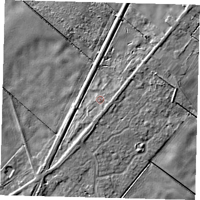 Shaded relief map of the ground around PE113DA, computed from Environment Agency LiDAR. The ground here sits at about 2 m above sea level and falls 4 m across the surrounding 800 m. Surface water reaching this point runs off ground lying to the east, 1.3 m higher.