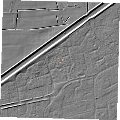 Shaded relief map of the ground around PE113DE, computed from Environment Agency LiDAR. The ground here sits at about 3 m above sea level and falls 4 m across the surrounding 800 m. Surface water reaching this point runs off ground lying to the north-north-west, 1.9 m higher.