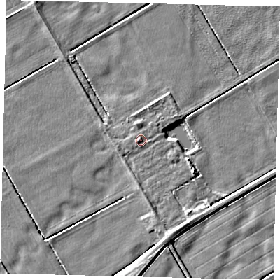 Shaded relief map of the ground around PE113DL, computed from Environment Agency LiDAR. The ground here sits at about 3 m above sea level and falls 4 m across the surrounding 800 m. Surface water reaching this point runs off ground lying to the west-south-west, 0.9 m higher.