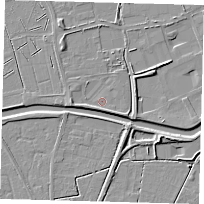 Shaded relief map of the ground around PE113DT, computed from Environment Agency LiDAR. The ground here sits at about 3 m above sea level and falls 8 m across the surrounding 800 m. Surface water reaching this point runs off ground lying to the south-west, 2.7 m higher.