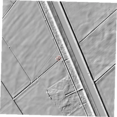 Shaded relief map of the ground around PE113DZ, computed from Environment Agency LiDAR. The ground here sits at about 2 m above sea level and falls 6 m across the surrounding 800 m. Surface water reaching this point runs off ground lying to the south-south-west, 3.7 m higher.