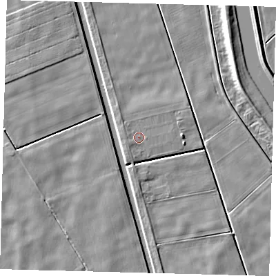 Shaded relief map of the ground around PE113ED, computed from Environment Agency LiDAR. The ground here sits at about 2 m above sea level and falls 7 m across the surrounding 800 m. Surface water reaching this point runs off ground lying to the west-south-west, 0.9 m higher.