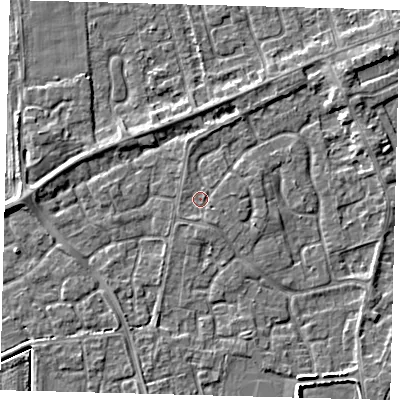 Shaded relief map of the ground around PE113EF, computed from Environment Agency LiDAR. The ground here sits at about 3 m above sea level and falls 5 m across the surrounding 800 m. Surface water reaching this point runs off ground lying to the east, 0.9 m higher.
