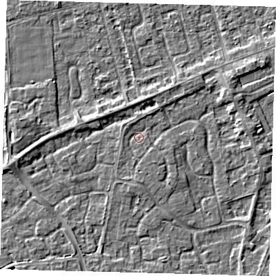 Shaded relief map of the ground around PE113EG, computed from Environment Agency LiDAR. The ground here sits at about 3 m above sea level and falls 3 m across the surrounding 800 m. Surface water reaching this point runs off ground lying to the north-north-west, 0.9 m higher.