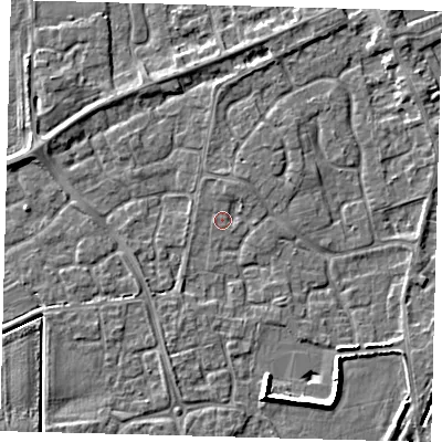 Shaded relief map of the ground around PE113EH, computed from Environment Agency LiDAR. The ground here sits at about 3 m above sea level and falls 6 m across the surrounding 800 m. Surface water reaching this point runs off ground lying to the north-north-east, 1.3 m higher.