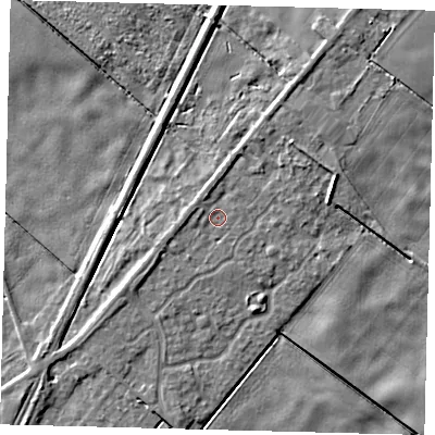 Shaded relief map of the ground around PE113EL, computed from Environment Agency LiDAR. The ground here sits at about 2 m above sea level and falls 4 m across the surrounding 800 m. Surface water reaching this point runs off ground lying to the south-west, 1.5 m higher.
