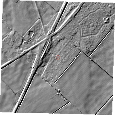 Shaded relief map of the ground around PE113EP, computed from Environment Agency LiDAR. The ground here sits at about 2 m above sea level and falls 5 m across the surrounding 800 m. Surface water reaching this point runs off ground lying to the east-north-east, 1.7 m higher.