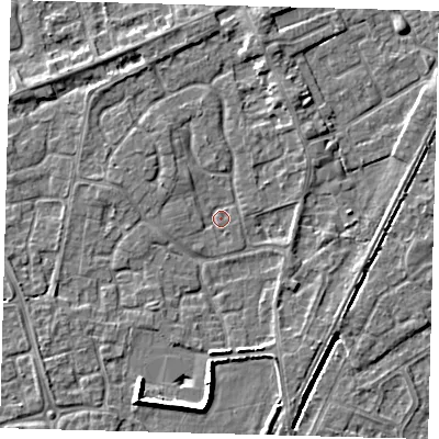 Shaded relief map of the ground around PE113EQ, computed from Environment Agency LiDAR. The ground here sits at about 3 m above sea level and falls 6 m across the surrounding 800 m. Surface water reaching this point runs off ground lying to the west-north-west, 1.5 m higher.