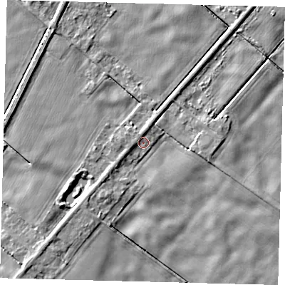 Shaded relief map of the ground around PE113EU, computed from Environment Agency LiDAR. The ground here sits at about 2 m above sea level and falls 4 m across the surrounding 800 m. Surface water reaching this point runs off ground lying to the south-west, 3.1 m higher.