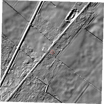 Shaded relief map of the ground around PE113EW, computed from Environment Agency LiDAR. The ground here sits at about 3 m above sea level and falls 4 m across the surrounding 800 m. Surface water reaching this point runs off ground lying to the north, 0.8 m higher.