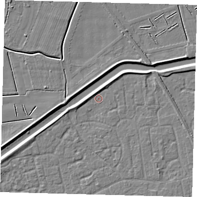 Shaded relief map of the ground around PE113EZ, computed from Environment Agency LiDAR. The ground here sits at about 3 m above sea level and falls 4 m across the surrounding 800 m. Surface water reaching this point runs off ground lying to the west-south-west, 2.0 m higher.