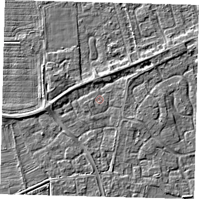 Shaded relief map of the ground around PE113FA, computed from Environment Agency LiDAR. The ground here sits at about 3 m above sea level and falls 4 m across the surrounding 800 m. Surface water reaching this point runs off ground lying to the west-south-west, 0.8 m higher.