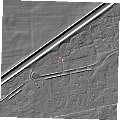 Shaded relief map of the ground around PE113FH, computed from Environment Agency LiDAR. The ground here sits at about 3 m above sea level and falls 4 m across the surrounding 800 m. Surface water reaching this point runs off ground lying to the north-west, 2.1 m higher.