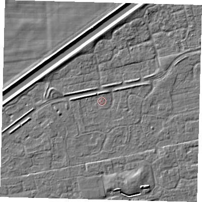 Shaded relief map of the ground around PE113FL, computed from Environment Agency LiDAR. The ground here sits at about 3 m above sea level and falls 5 m across the surrounding 800 m. Surface water reaching this point runs off ground lying to the south-south-east, 3.6 m higher.