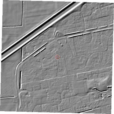 Shaded relief map of the ground around PE113FP, computed from Environment Agency LiDAR. The ground here sits at about 3 m above sea level and falls 6 m across the surrounding 800 m. Surface water reaching this point runs off ground lying to the north-north-west, 0.8 m higher.