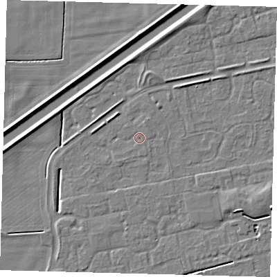 Shaded relief map of the ground around PE113FT, computed from Environment Agency LiDAR. The ground here sits at about 3 m above sea level and falls 6 m across the surrounding 800 m. Surface water reaching this point runs off ground lying to the north-north-east, 0.9 m higher.