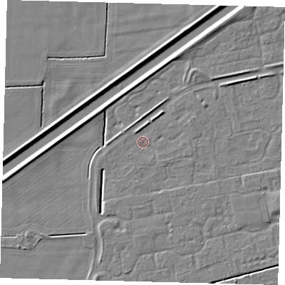 Shaded relief map of the ground around PE113FU, computed from Environment Agency LiDAR. The ground here sits at about 3 m above sea level and falls 5 m across the surrounding 800 m. Surface water reaching this point runs off ground lying to the north-north-east, 2.4 m higher.