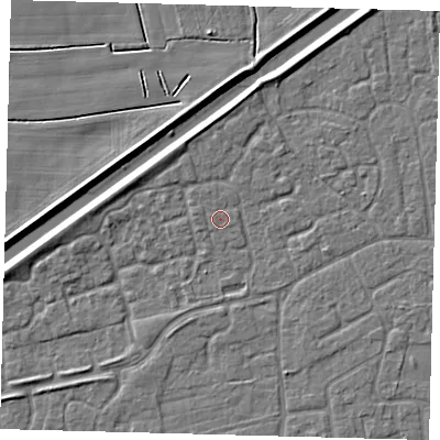 Shaded relief map of the ground around PE113GA, computed from Environment Agency LiDAR. The ground here sits at about 3 m above sea level and falls 4 m across the surrounding 800 m. Surface water reaching this point runs off ground lying to the west-north-west, 0.6 m higher.