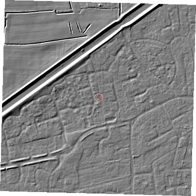 Shaded relief map of the ground around PE113GD, computed from Environment Agency LiDAR. The ground here sits at about 3 m above sea level and falls 4 m across the surrounding 800 m. Surface water reaching this point runs off ground lying to the north-west, 0.9 m higher.