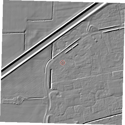 Shaded relief map of the ground around PE113GF, computed from Environment Agency LiDAR. The ground here sits at about 3 m above sea level and falls 5 m across the surrounding 800 m. Surface water reaching this point runs off ground lying to the north-east, 2.4 m higher.
