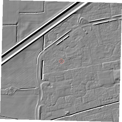 Shaded relief map of the ground around PE113GL, computed from Environment Agency LiDAR. The ground here sits at about 3 m above sea level and falls 5 m across the surrounding 800 m. Surface water reaching this point runs off ground lying to the east-south-east, 1.0 m higher.