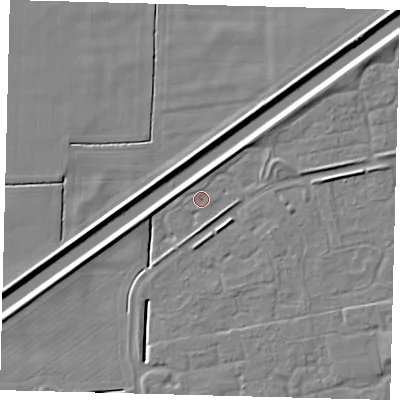 Shaded relief map of the ground around PE113GN, computed from Environment Agency LiDAR. The ground here sits at about 3 m above sea level and falls 5 m across the surrounding 800 m. Surface water reaching this point runs off ground lying to the west-south-west, 4.2 m higher.