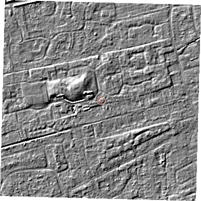 Shaded relief map of the ground around PE113GP, computed from Environment Agency LiDAR. The ground here sits at about 3 m above sea level and falls 4 m across the surrounding 800 m. Surface water reaching this point runs off ground lying to the west-south-west, 0.5 m higher.