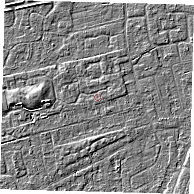 Shaded relief map of the ground around PE113GS, computed from Environment Agency LiDAR. The ground here sits at about 3 m above sea level and falls 4 m across the surrounding 800 m. Surface water reaching this point runs off ground lying to the east-north-east, 1.2 m higher.