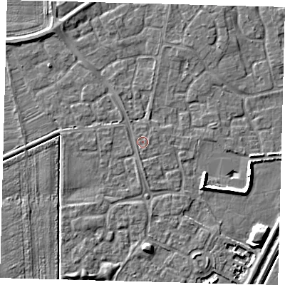 Shaded relief map of the ground around PE113GW, computed from Environment Agency LiDAR. The ground here sits at about 3 m above sea level and falls 6 m across the surrounding 800 m. Surface water reaching this point runs off ground lying to the north-east, 0.6 m higher.
